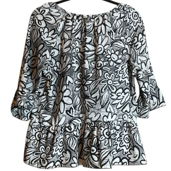 Kensie Black and White Floral Blouse Size Medium 📦 - Picture 2 of 7